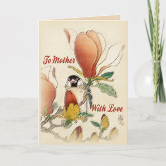 Mutter mit Liebe Vintage Magnolia-Blütenzweig Karte