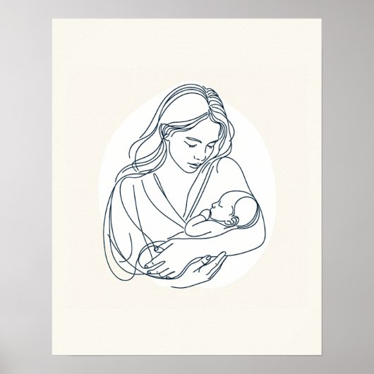 Mutter mit neugeborenem Baby - Art der Linie Poster (Vorne)