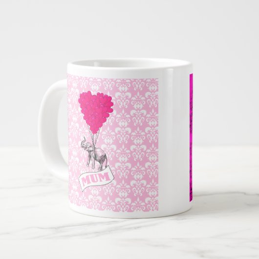 Mutter mit rosa Elefanten Jumbo-Tasse (Vorderseite Links)