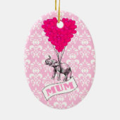 Mutter mit rosa Elefanten Keramikornament (Hinten)