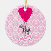 Mutter mit rosa Elefanten Keramikornament (Vorne)