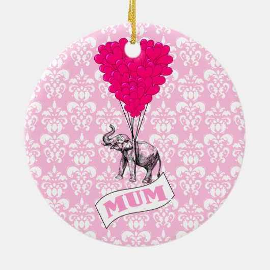 Mutter mit rosa Elefanten Keramikornament (Hinten)