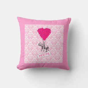 Mutter mit rosa Elefanten Kissen