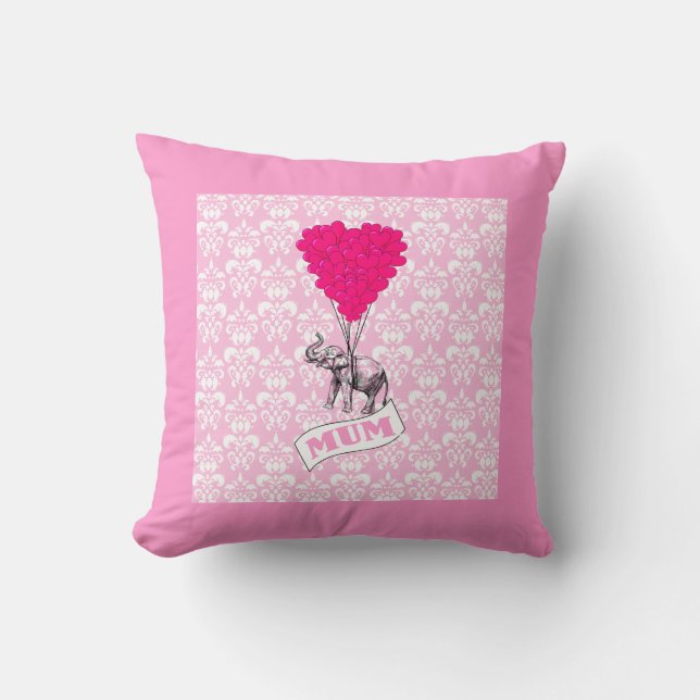 Mutter mit rosa Elefanten Kissen (Vorderseite)