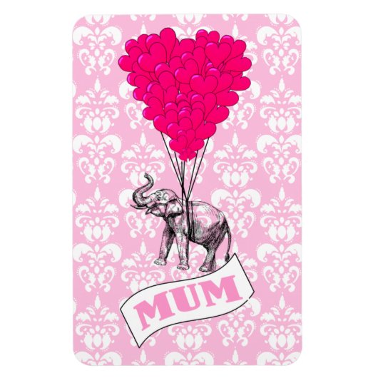 Mutter mit rosa Elefanten Magnet (Vertikal)