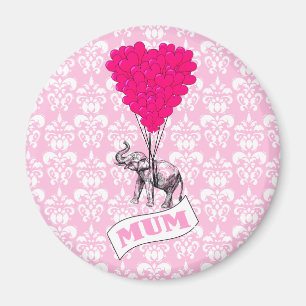 Mutter mit rosa Elefanten Magnet