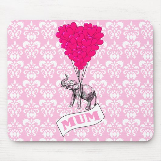 Mutter mit rosa Elefanten Mousepad (Vorne)