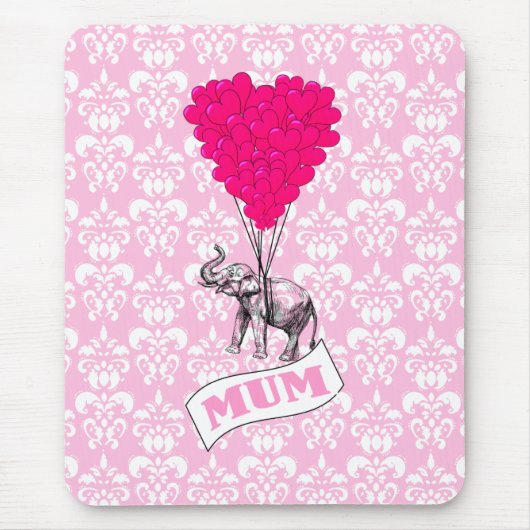 Mutter mit rosa Elefanten Mousepad (Vorne)