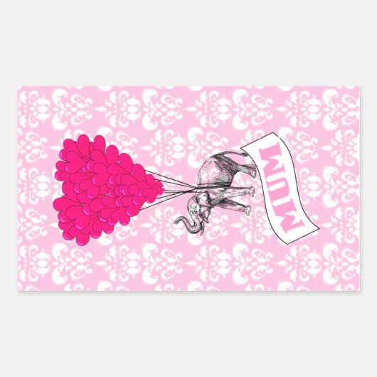 Mutter mit rosa Elefanten Rechteckiger Aufkleber (Vorderseite)