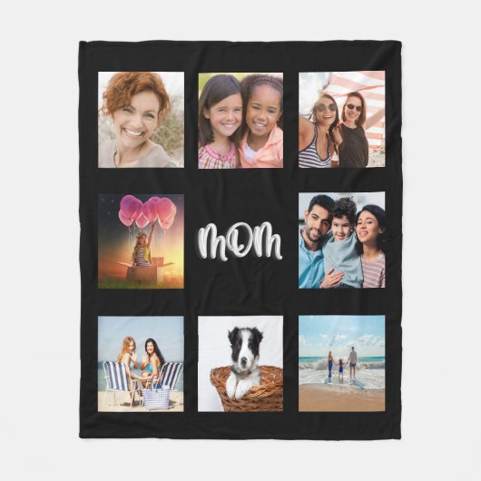 Mutter mit schwarzem silberfarbenem Foto Fleecedecke (Vorderseite)
