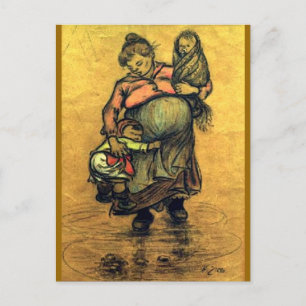 Mutter mit zwei Kindern Postkarte