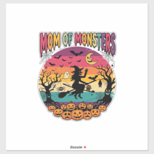 Mutter Monster Halloween Hexe Kürbisse Fledermäuse Aufkleber