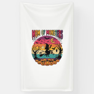 Mutter Monster Halloween Hexe Kürbisse Fledermäuse Banner