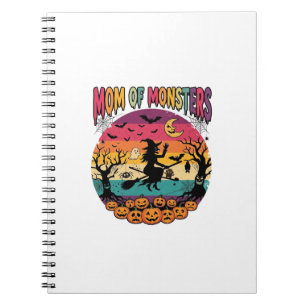 Mutter Monster Halloween Hexe Kürbisse Fledermäuse Notizblock