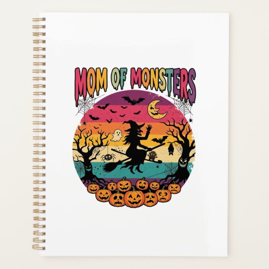 Mutter Monster Halloween Hexe Kürbisse Fledermäuse Planer (Vorderseite)
