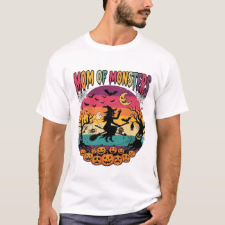 Mutter Monster Halloween Hexe Kürbisse Fledermäuse T-Shirt