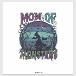 Mutter Monster Halloween Hexe Mond Kürbisse Friedh Aufkleber