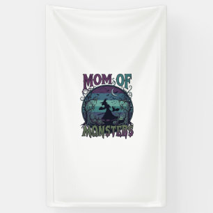 Mutter Monster Halloween Hexe Mond Kürbisse Friedh Banner