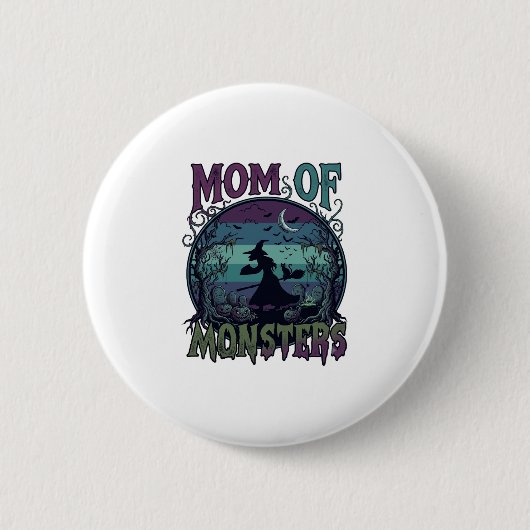 Mutter Monster Halloween Hexe Mond Kürbisse Friedh Button (Vorderseite)