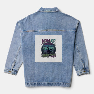 Mutter Monster Halloween Hexe Mond Kürbisse Friedh Jeansjacke