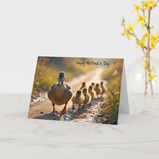 Mutter-Mutter-Duck zum Muttertag Karte (Gelbe Blume)