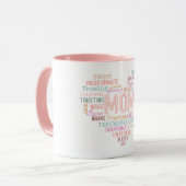 Mutter Mutter Herz Wort Kunst rosa Pfirsich Tasse (Vorderseite Links)