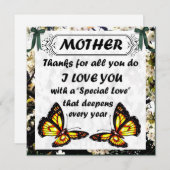 Mutter, Muttertag danke Karte (Vorne/Hinten)