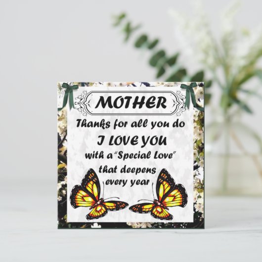 Mutter, Muttertag danke Karte (Stehend Vorderseite)