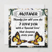 Mutter, Muttertag danke Karte (Vorderseite)