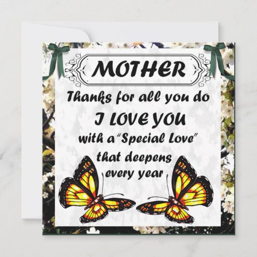 Mutter, Muttertag danke Karte (Vorderseite)