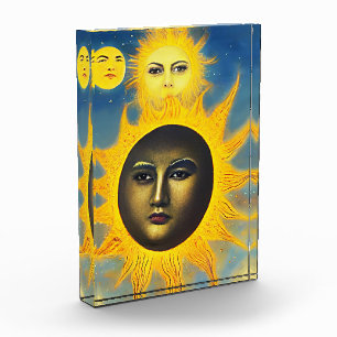 Mutter Natur Sonne Mond Original Fantasy Kunst Fotoblock