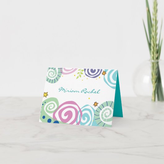 MUTTER NATUR SWIRL Bat Bar Mitzvah Danke Karte (Vorderseite)