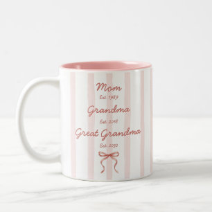 Mutter Oma Ur-Oma Benutzerdefinierte Daten Rosa Sc Zweifarbige Tasse
