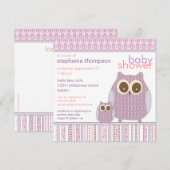 Mutter Owl u. Baby-Eulen-lila Baby-Dusche Einladung (Vorne/Hinten)