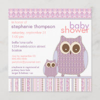 Mutter Owl u. Baby-Eulen-lila Baby-Dusche