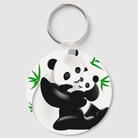 Mutter Panda und Baby Panda Schlüsselanhänger (Vorderseite)