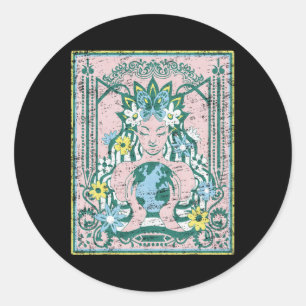 Mutter Planet Erde Tag Natur Vintage Jugendstil Runder Aufkleber