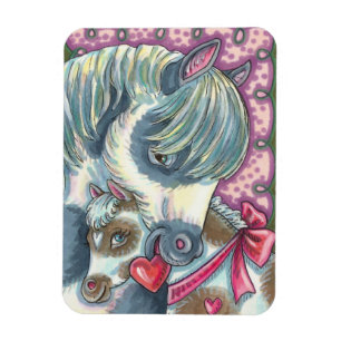 MUTTER PONY & IHR NIEDLICHER VALENTINE FILLY, PFER MAGNET