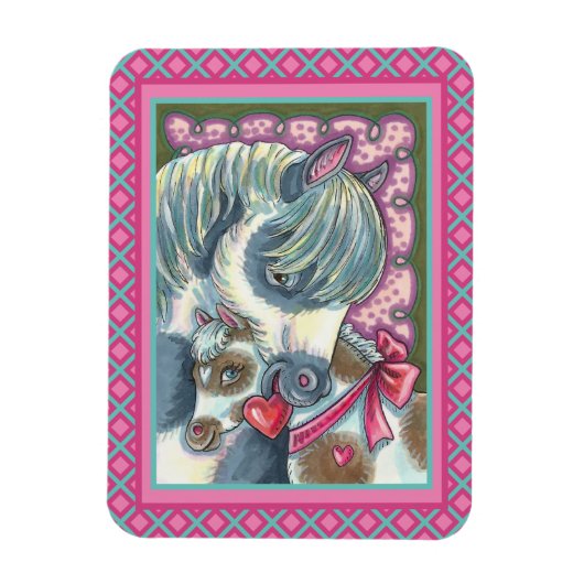 MUTTER PONY & IHR NIEDLICHER VALENTINE FILLY, PFER MAGNET (Vertikal)