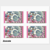 MUTTER PONY & IHR NIEDLICHER VALENTINE FILLY, PFER RECHTECKIGER AUFKLEBER (Blatt)