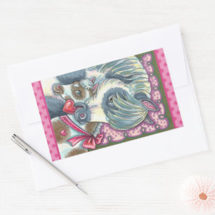 MUTTER PONY & IHR NIEDLICHER VALENTINE FILLY, PFER RECHTECKIGER AUFKLEBER
