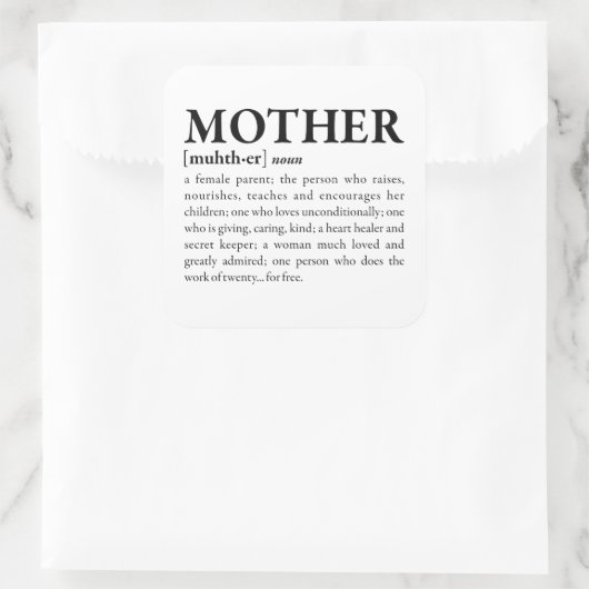 Mutter Quadratischer Aufkleber (Tasche)