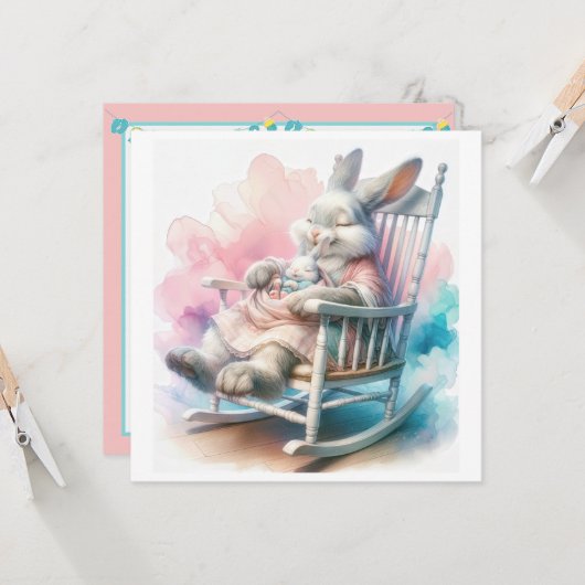 Mutter Rabbit Babydusche Einladung (Vorderseite/Rückseite Beispiel)