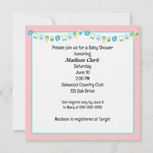 Mutter Rabbit Babydusche Einladung (Rückseite)