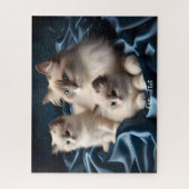 Mutter Ragdoll Cat and Kittens on Blue Puzzle (Vertikal)