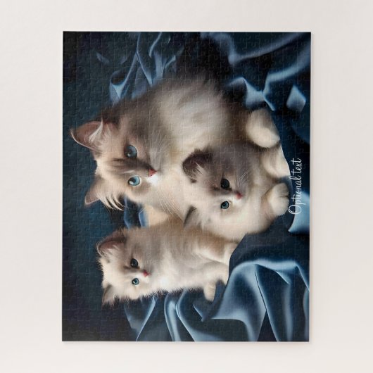 Mutter Ragdoll Cat and Kittens on Blue Puzzle (Vertikal)