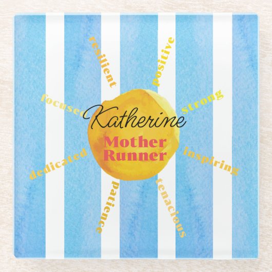 Mutter Runner Yellow Sunshine Wasserfarbe Custom Glasuntersetzer (Vorderseite)