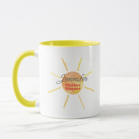 Mutter Runner Yellow Sunshine Wasserfarbe Custom Tasse (Links)