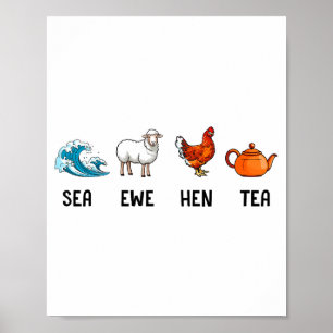 Mutter Schaf Henne Tee Lustiger Witz Spruch Zitat Poster