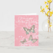 Mutter Schmetterlingskarte zum 75. Geburtstag Karte (Gelbe Blume)